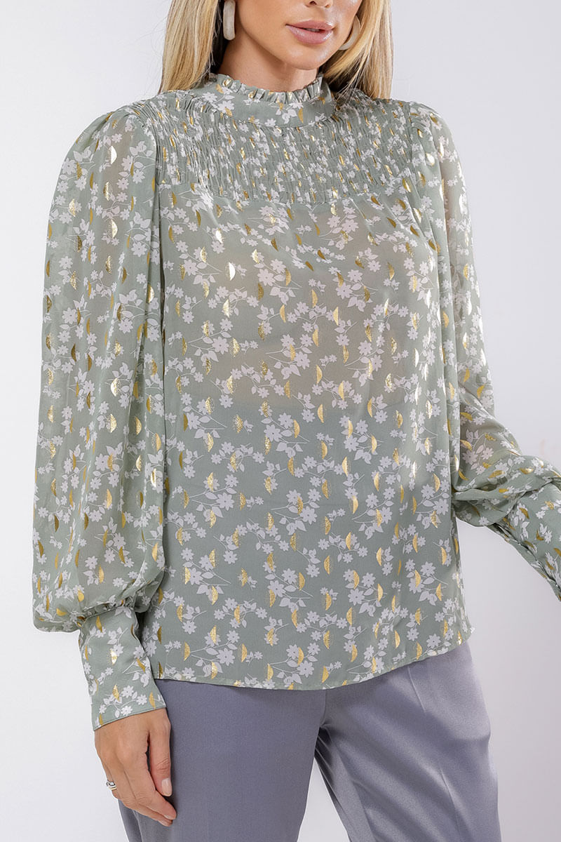 Blusa Lastex Fluida Verde