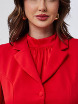 Blusa Manga Longa Cetim Vermelho
