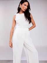 Blusa Regata Laço em tecido 3D Offwhite