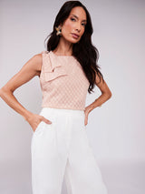 Blusa Regata Laço em tecido 3D Rosa