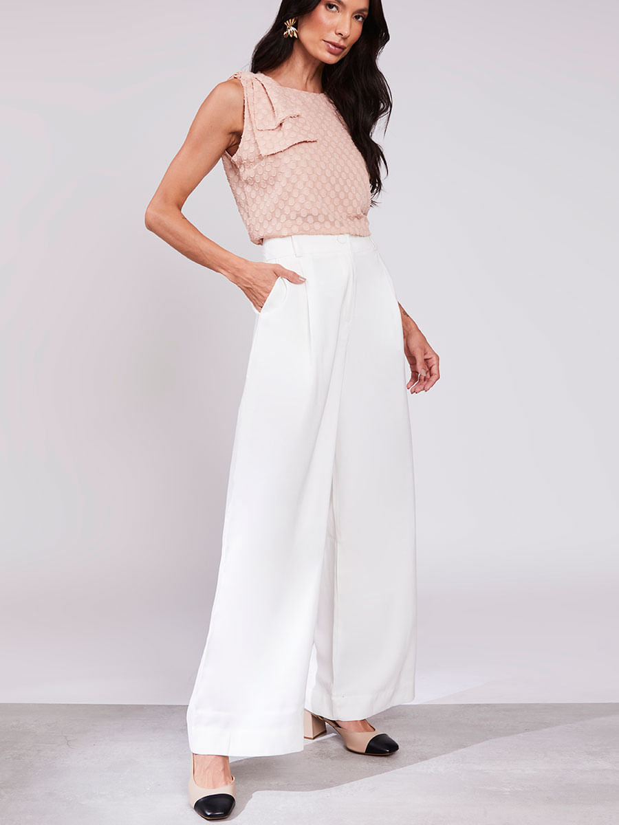 Blusa Regata Laço em tecido 3D Rosa