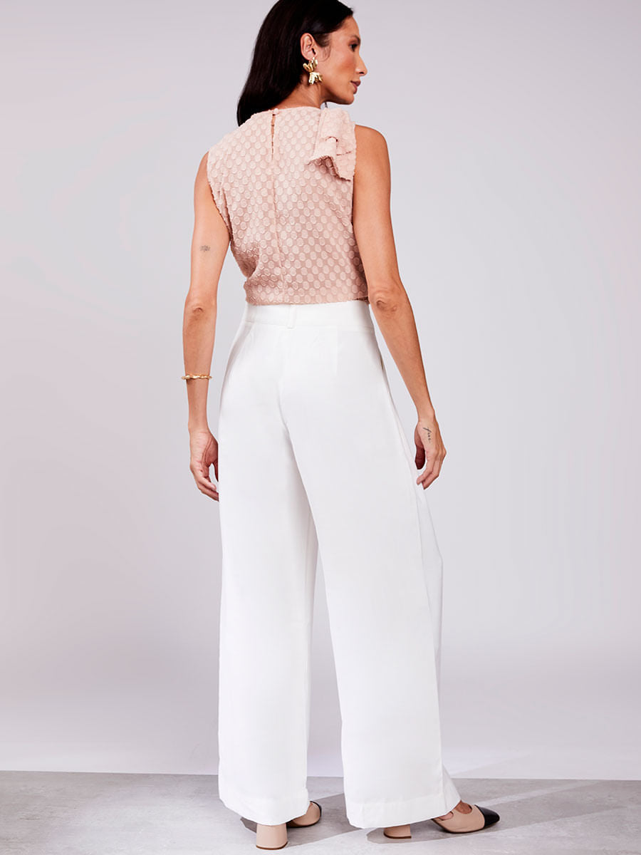 Blusa Regata Laço em tecido 3D Rosa