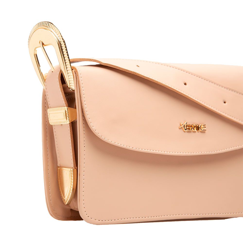 Bolsa Crossbody Fivela Amendoa