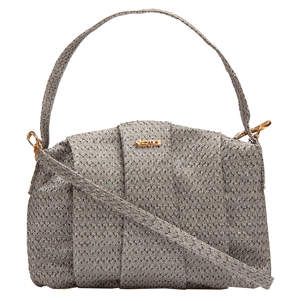 Bolsa Baguete Tiracolo Prata Vellho
