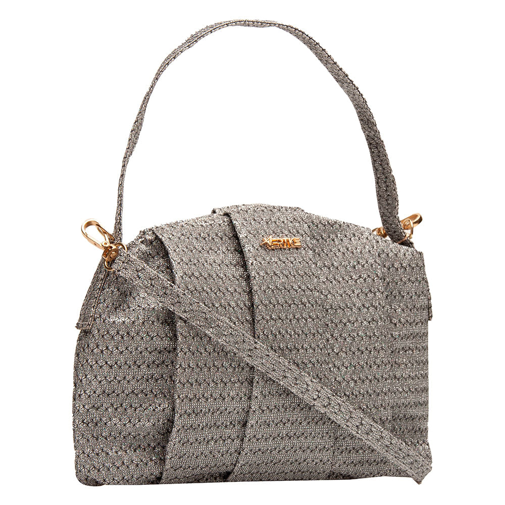Bolsa Baguete Tiracolo Prata Vellho