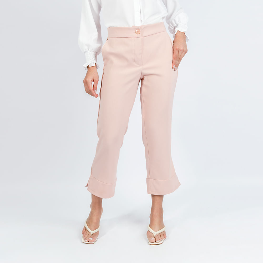 Calça Acetinada Cintura Alta Rosado