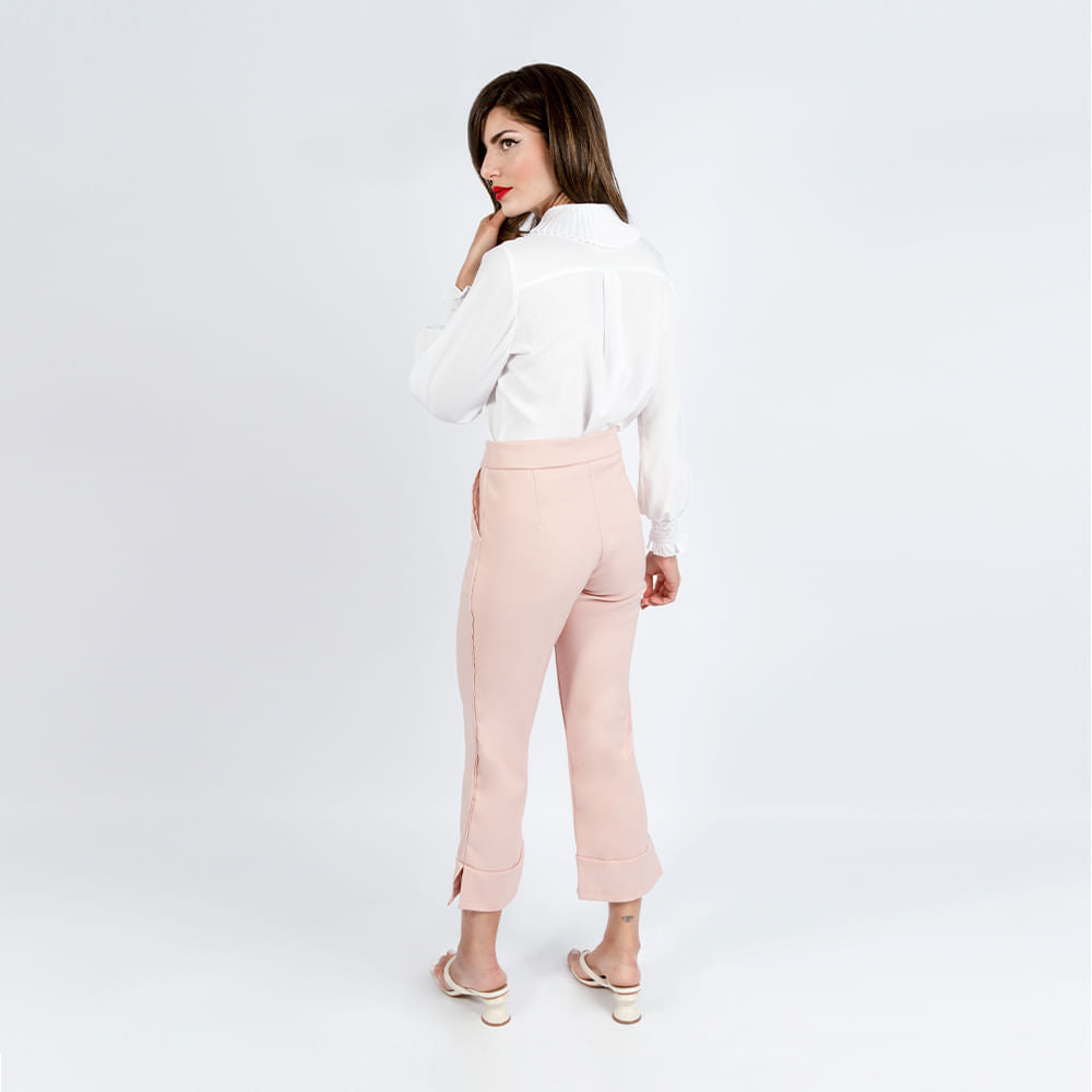 Calça Acetinada Cintura Alta Rosado