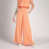 Calça Pantalona com Listra Lateral Coral