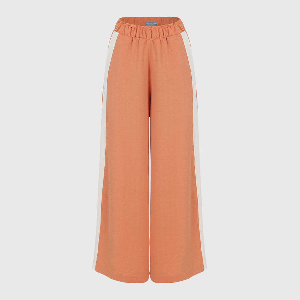 Calça Pantalona com Listra Lateral Coral