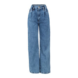 Calça  Jeans Pantalona Feminina Ampla Cintura Alta