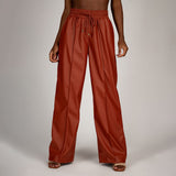 Calça Pantalona Cós Alto Cintura Elástico  Caramelo