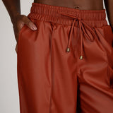 Calça Pantalona Cós Alto Cintura Elástico  Caramelo