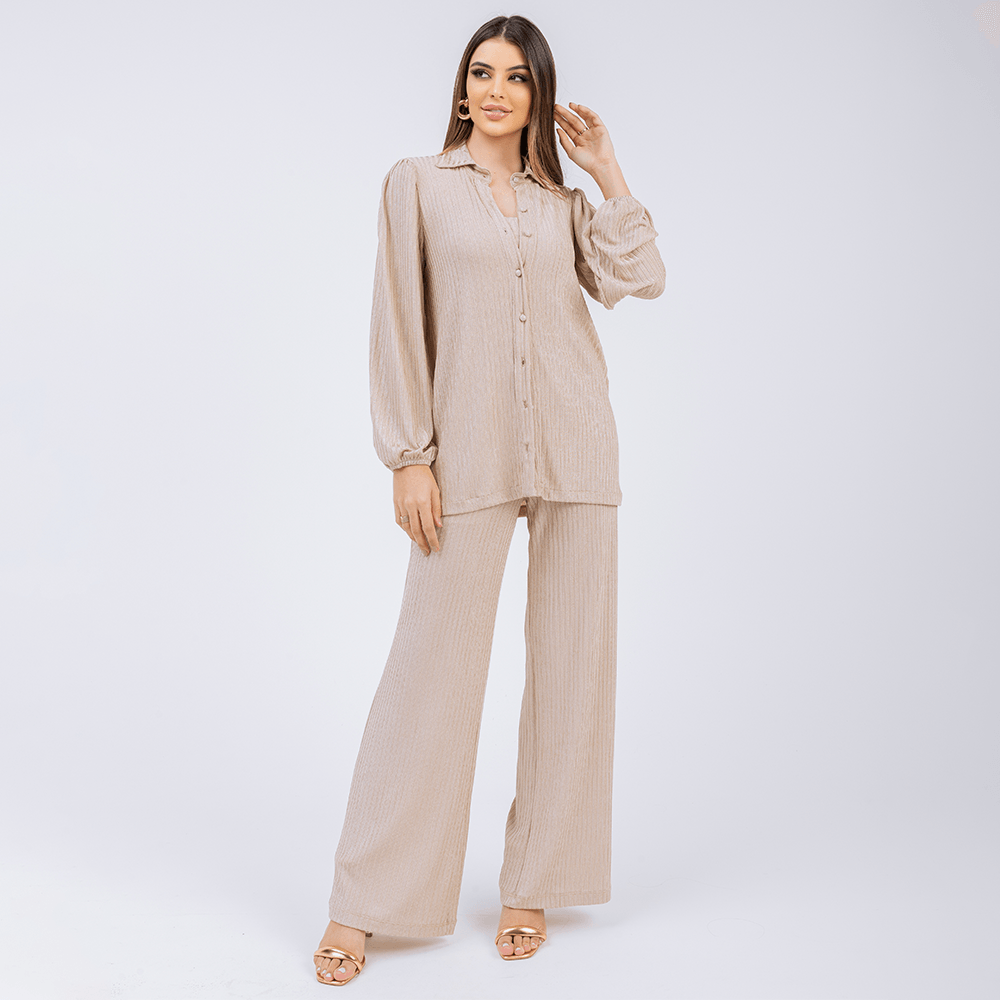 Calça Pantalona Brilho Areia