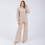 Calça Pantalona Brilho Areia