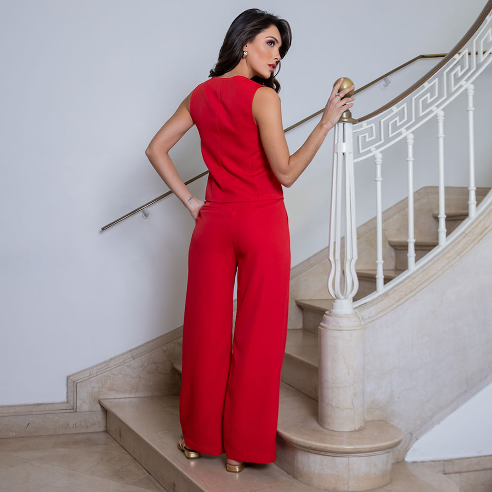Calça Pantalona Alfaiataria Vermelho