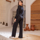 Calça Plissada Brilho Preto