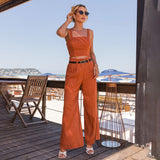 Calça Pantalona Linho Caramelo
