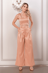 Calça Pantalona Alfaiataria Premium Caramelo