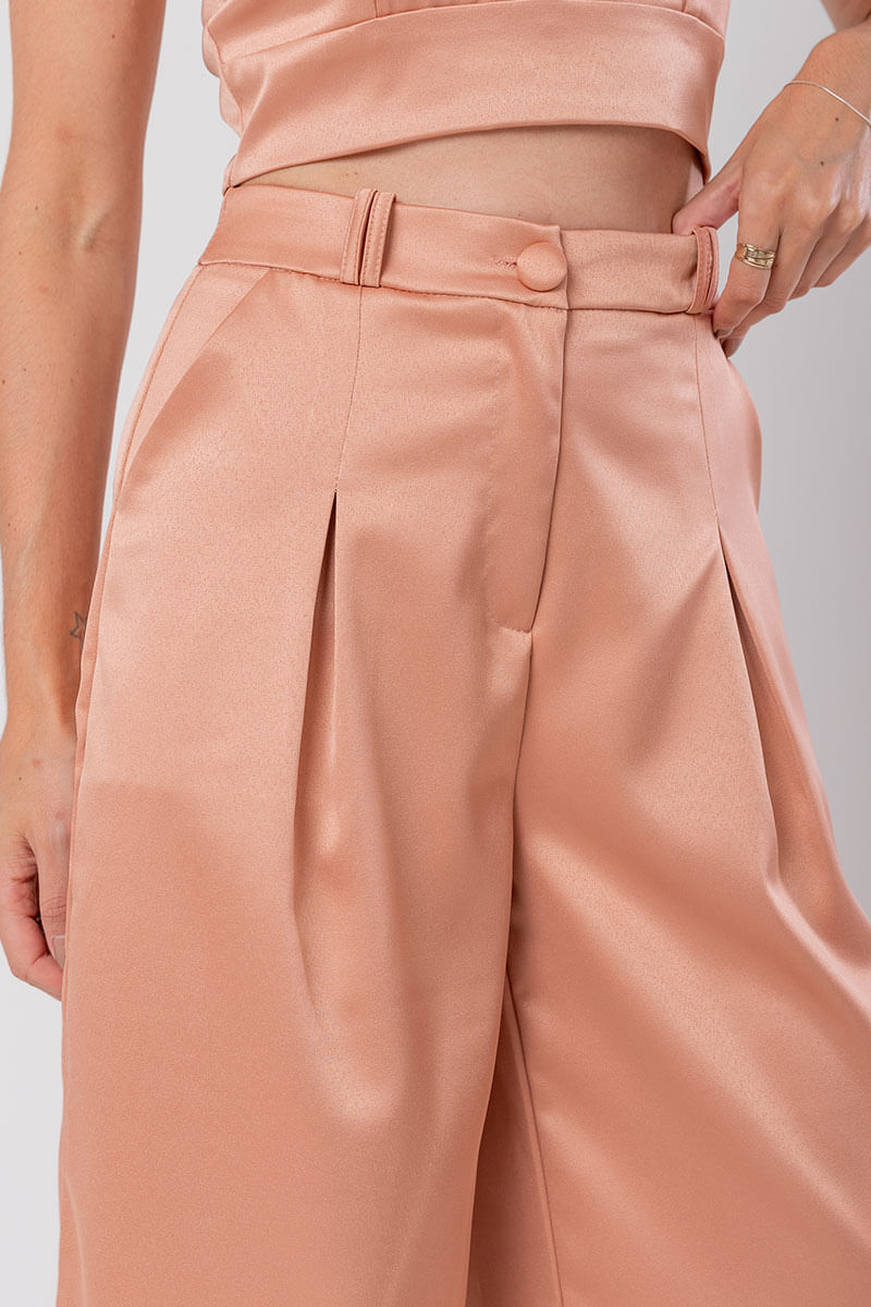 Calça Pantalona Alfaiataria Premium Caramelo