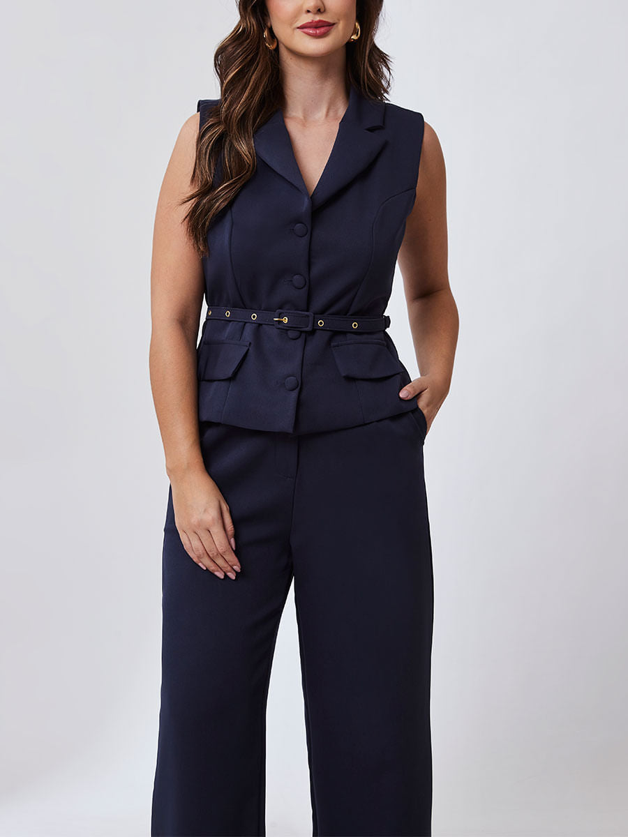 Calça Pantalona Alfaiataria Azul Marinho