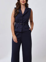 Calça Pantalona Alfaiataria Azul Marinho