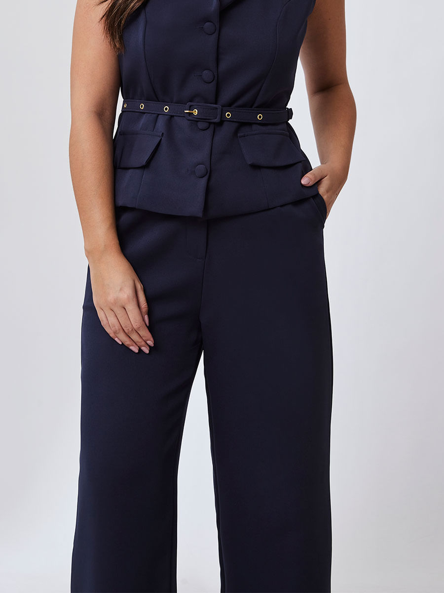 Calça Pantalona Alfaiataria Azul Marinho