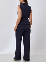 Calça Pantalona Alfaiataria Azul Marinho