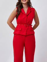 Calça Pantalona Alfaiataria Vermelho