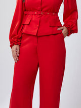 Calça Pantalona Alfaiataria Vermelho