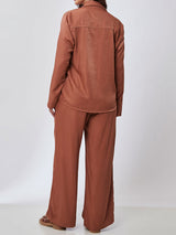 Calça Pantalona Acetinada Camel