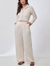 Calça Pantalona Acetinada Perola