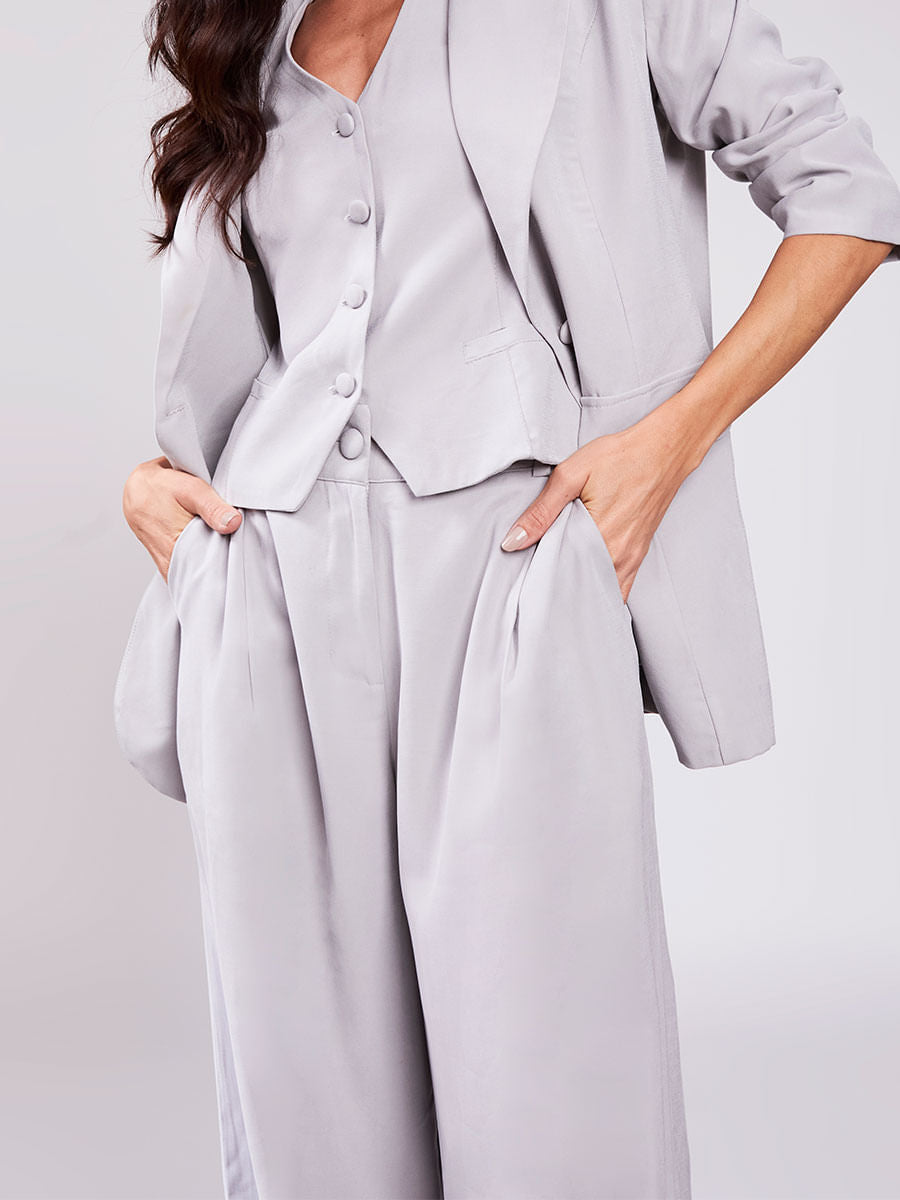 Calça Pantalona Alfaiatada Cinza