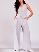 Calça Pantalona Alfaiatada Cinza