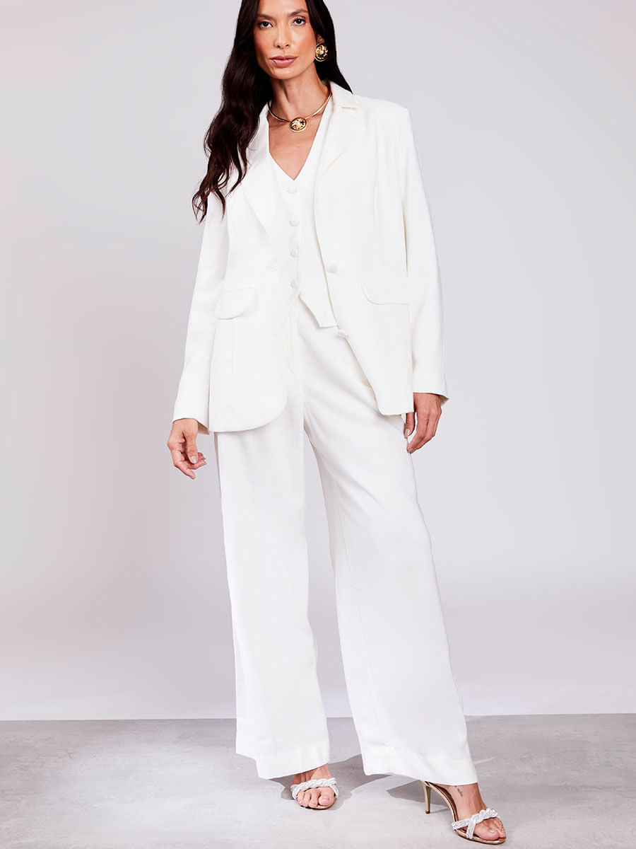 Calça Pantalona Alfaiatada Offwhite