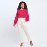 Camisa Babado Manga Ampla Pink