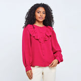 Camisa Babado Manga Ampla Pink