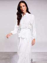 Camisa Bordada  Alto Relevo Fio Metálico Offwhite