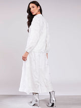 Camisa Bordada  Alto Relevo Fio Metálico Offwhite