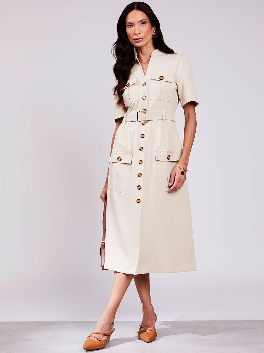 Chemise Utilitario Alfaiataria Areia