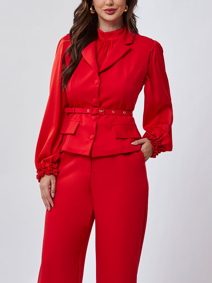 Colete Elegante Alfaiataria Vermelho