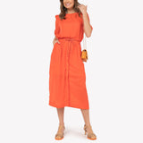Conjunto Cropped e Saia Midi Coral