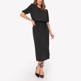 Conjunto Cropped e Saia Midi Preto