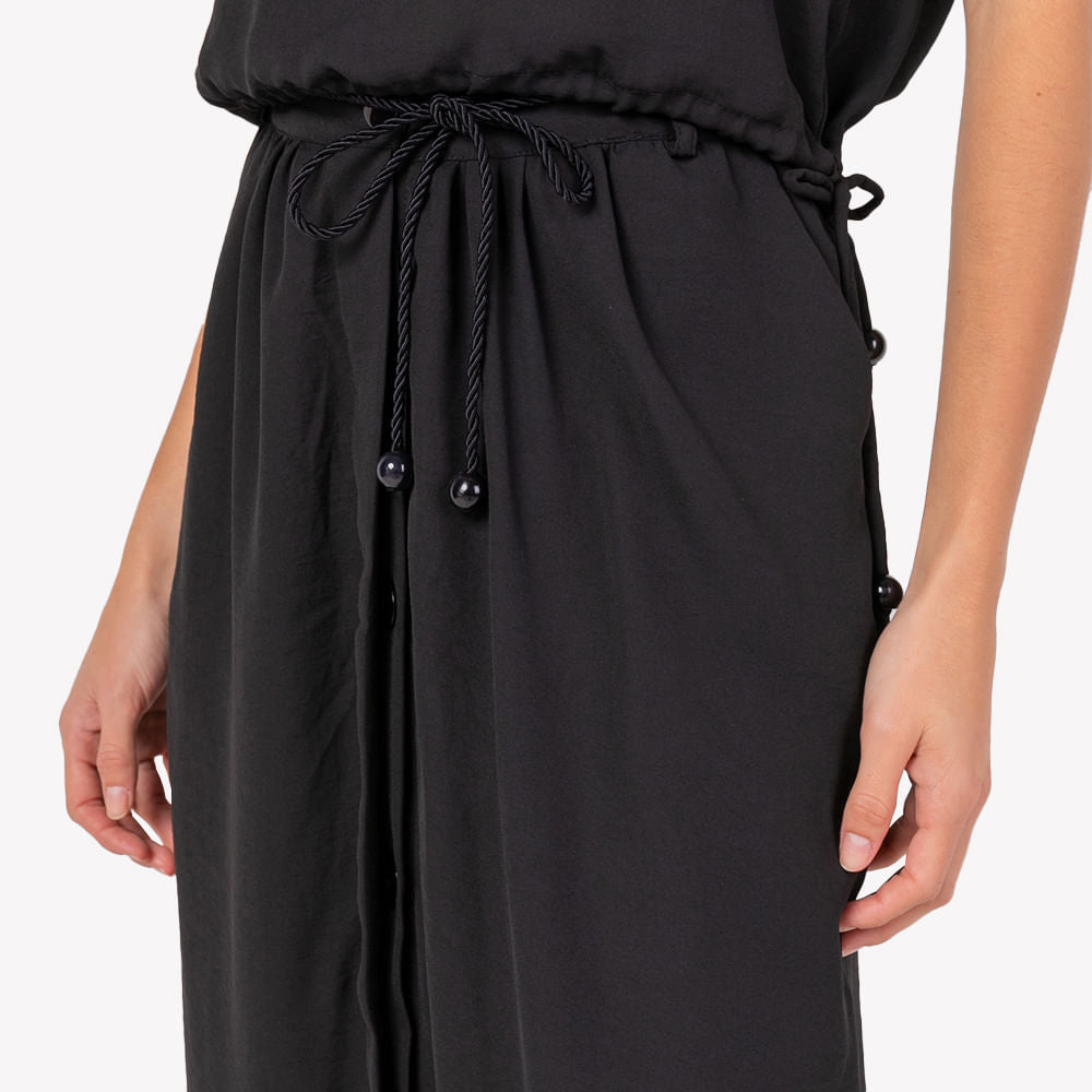 Conjunto Cropped e Saia Midi Preto