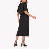 Conjunto Cropped e Saia Midi Preto