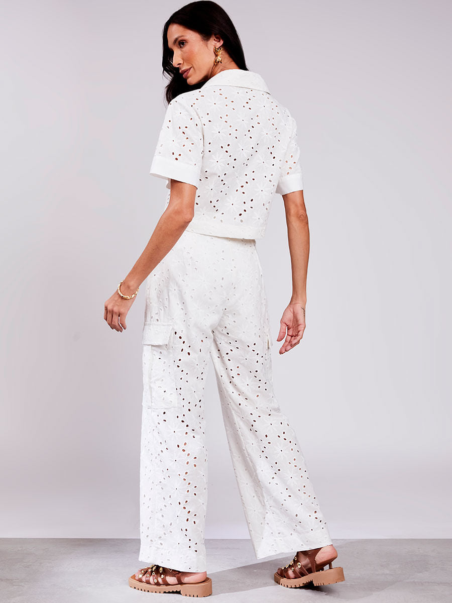 Conjunto Calça e Camisa Laise Linho OffWhite
