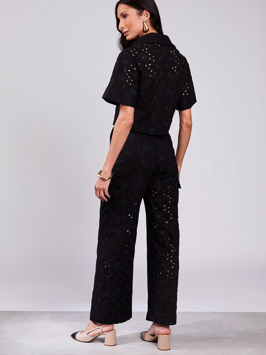 Conjunto Calça e Camisa Laise Linho Preto