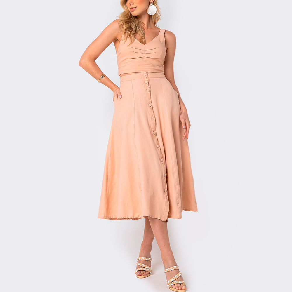 Cropped Feminino Decote Coração - Nude