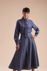 Camisa Alfaiataria micro estampa azul