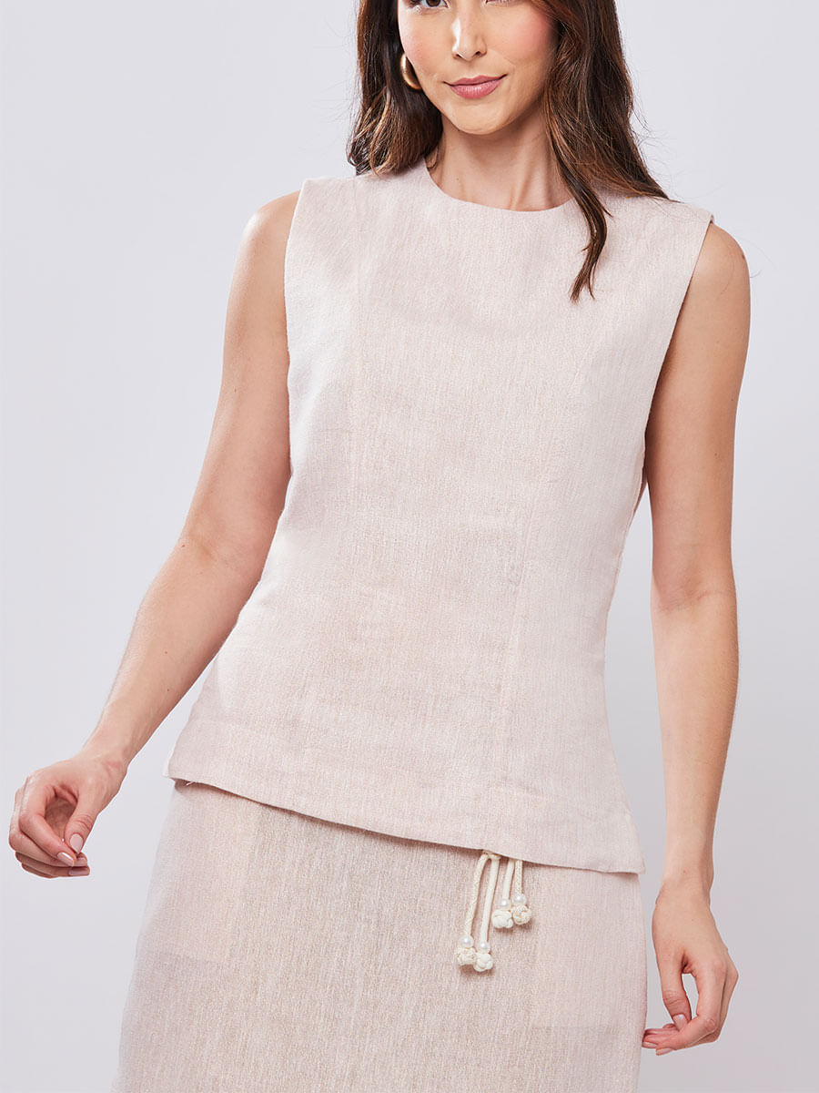 Regata Linho com Fio de Lurex  Nude