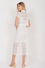 Saia Midi de Renda Offwhite